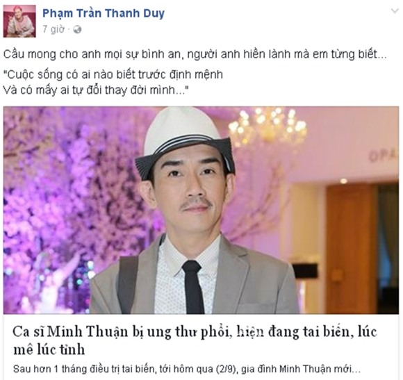 Sao Việt sốc trước tin Minh Thuận ung thư 4