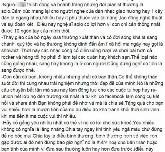 Quốc Trung gửi thư cho con trai 3