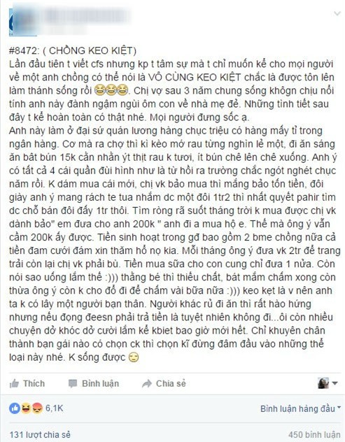 Sốc với chồng keo kiệt có mấy tỉ gửi ngân hàng vẫn kì kèo mớ rau từng nghìn lẻ khiến vợ bỏ về nhà mẹ đẻ