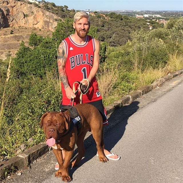 Messi thảnh thơi thư giãn bên chó cưng khổng lồ - Ảnh 4.