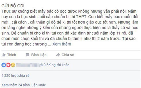 tam thu nu sinh gui bo giao duc: lam on dung thay doi thi cu hinh anh 1