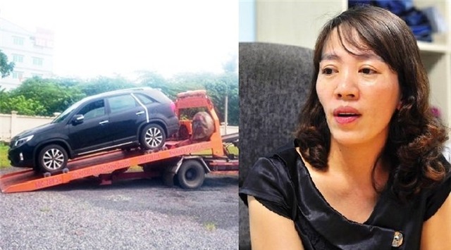 nữ tài xế, cẩu xe, cẩu cả xe và người, nữ tài xế bị cẩu xe