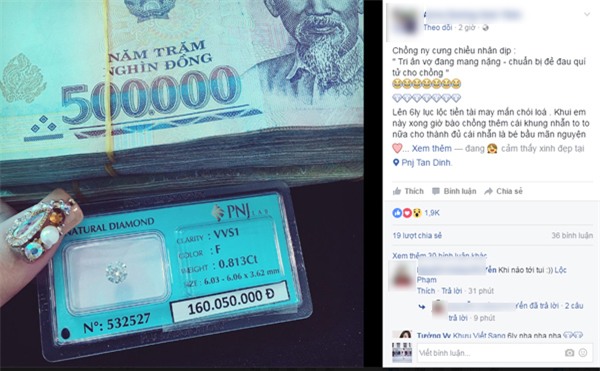 Tri ân vợ chuẩn bị đẻ đau, chồng tặng kim cương hơn 160 triệu - Ảnh 1.