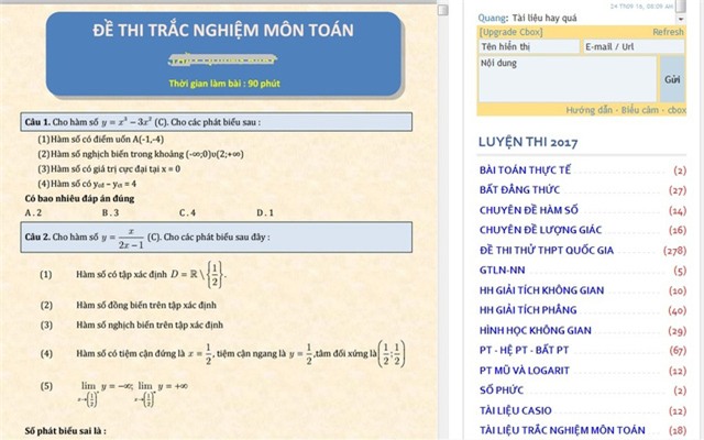 Đề thi thử THPT Quốc gia 2017 nhan nhản trên các trang mạng Internet.