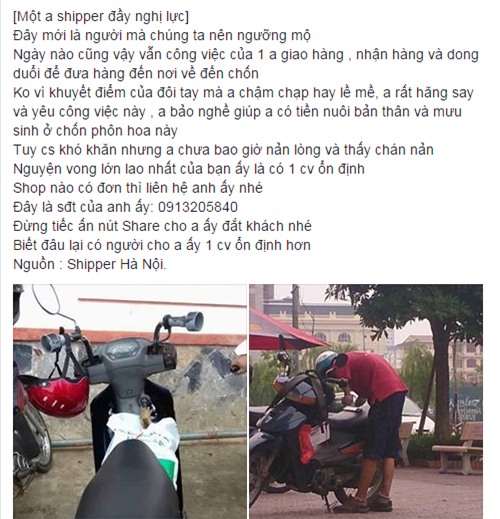 chàng shipper cụt tay đầy nghị lực