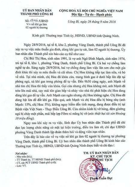 Quảng Ninh: Cãi nhau với chồng, vợ cho nổ bình gas tự tử