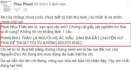 Ngọc Thúy tố Phan Như Thảo giả vờ sảy thai 0