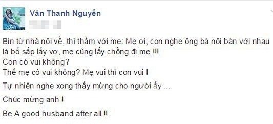 Chồng cũ Vân Hugo lấy vợ 2