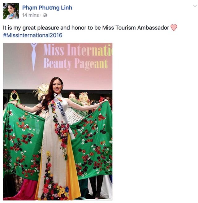 Hot: Chỉ mới bắt đầu, đại diện Việt Nam - Phương Linh đã giành danh hiệu tại Hoa hậu Quốc tế 2016 - Ảnh 1.