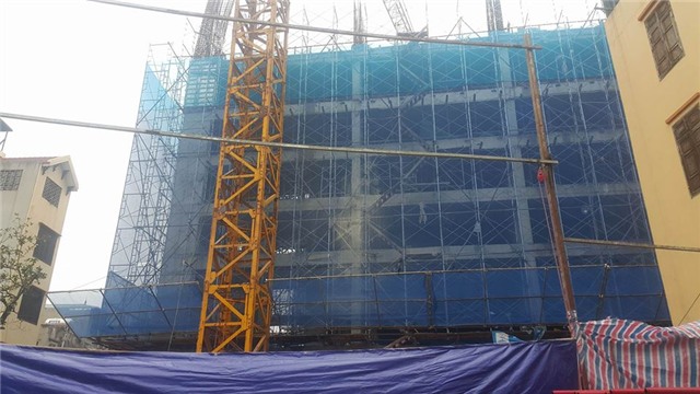 sập giàn giáo, nữ công nhân, đường Giáp Nhị, sập giàn giáo từ tầng 6