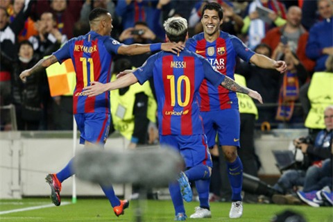 Niềm vui chiến thắng của các cầu thủ Barca