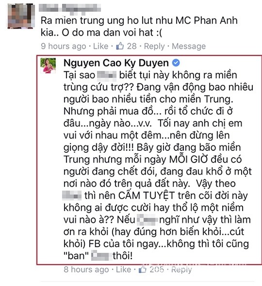 MC Kỳ Duyên ủng hộ miền Trung  1