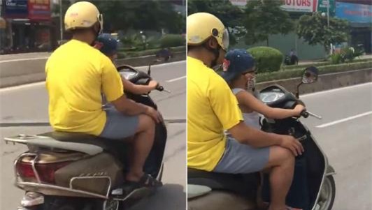 Cha mẹ không nên cho trẻ đứng hoặc ngồi phía trước. Và tuyệt đối không cho trẻ cầm lái.