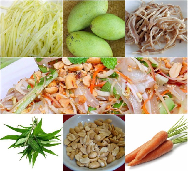 Cach lam nom tai heo xoai xanh gion ngon san sat