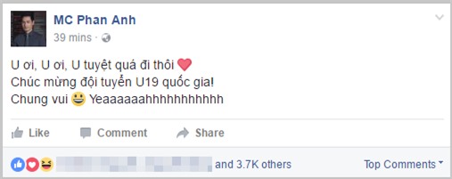 MC Phan Anh, Tuấn Hưng... cũng phát cuồng với chiến tích dự World Cup của U19 Việt Nam - Ảnh 4.
