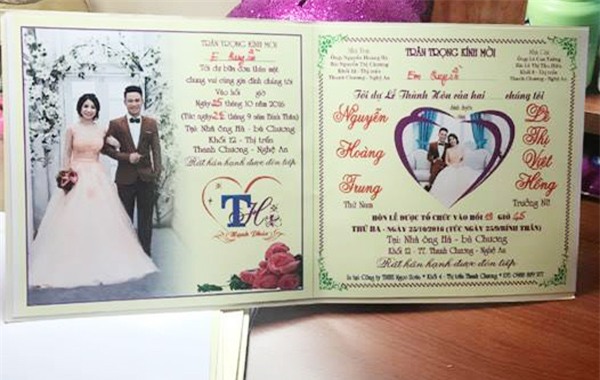 Thiệp cưới của cặp đôi được chính chú rể thiết kế rất đẹp mắt