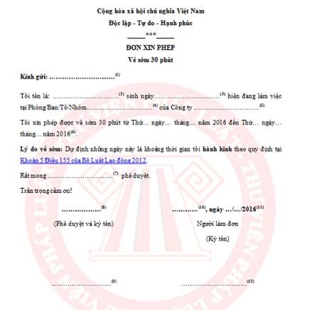 mẫu đơn xin nghỉ 30 phút, mẫu đơn xin nghỉ 30 phút vì đến kỳ, công nhân, kỳ kinh nguyệt