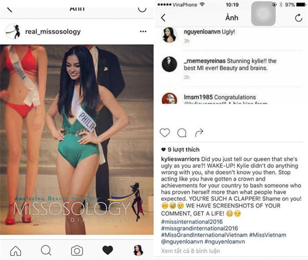 Lời nhận xét của Nguyễn Thị Loan dưới bức ảnh người đẹp Philippines trình diễn bikini trong đêm chung kết nhận được ý kiến trái chiều từ dư luận.