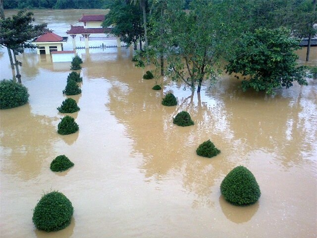 Ngập lũ tại Trường THCS Mai Hóa