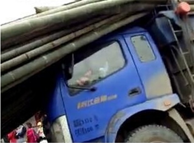 Kinh hoàng khoảnh khắc hàng trăm thân tre đồng loạt bay xuyên cửa kính xe buýt đi trước - Ảnh 2.