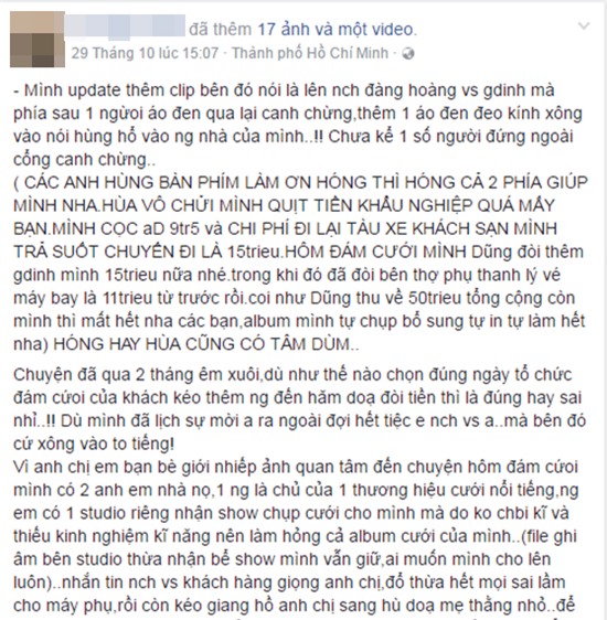 Nhóm nhiếp ảnh bị tố đến đám cưới gây rối và tống tiền: “Cô dâu đã bịa đặt mọi chuyện!” - Ảnh 1.