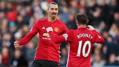 Rooney kiến tạo cả 2 bàn thắng của Ibrahimovic