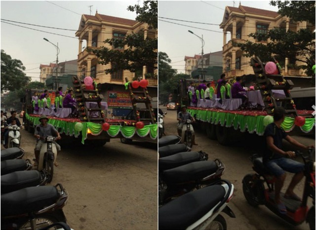 Quan khách 2 họ ngồi trên xe tải ăn bánh, uống chè: Đám hỏi kỳ lạ nhất Việt Nam là đây - Ảnh 1.