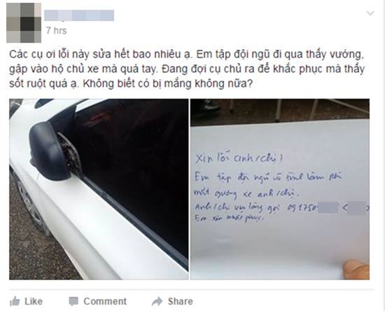 Lời xin lỗi tử tế khi lỡ tay gập gãy gương ô tô - Ảnh 1.