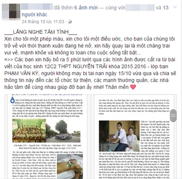 Cô gái 19 tuổi kêu gọi giúp đỡ nam sinh bị chấn thương sọ não sau tai nạn giao thông - Ảnh 1.