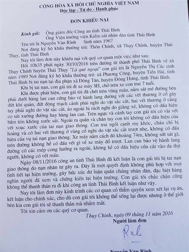 Sự thật lá đơn khiếu nại về cái chết của người phụ nữ đi xe SH - Ảnh 1.