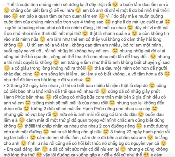Chia tay mối tình 3 tháng, chàng trai lên mạng viết tâm thư bi đát như vừa kết thúc tình yêu 30 năm - Ảnh 1.
