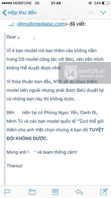 Phản hồi của phía Vietnam International Fashion Week có trở nên vô nghĩa khi để lộ email cấm diễn này? - Ảnh 7.