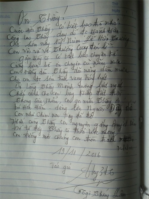 Ngày 20/11: Cụ bà Hà Nội gây sốt với bài thơ về thầy cô giáo cũ - Ảnh 1.