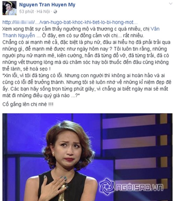 Vân hugo, vân hugo bị hỏng mắt, sao việt động viên vân hugo, MC Vân Hugo, Thanh Vân Hugo, sao việt