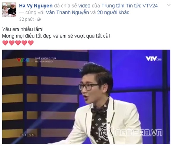 Vân hugo, vân hugo bị hỏng mắt, sao việt động viên vân hugo, MC Vân Hugo, Thanh Vân Hugo, sao việt