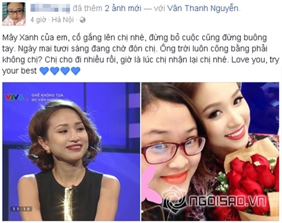 Vân hugo, vân hugo bị hỏng mắt, sao việt động viên vân hugo, MC Vân Hugo, Thanh Vân Hugo, sao việt