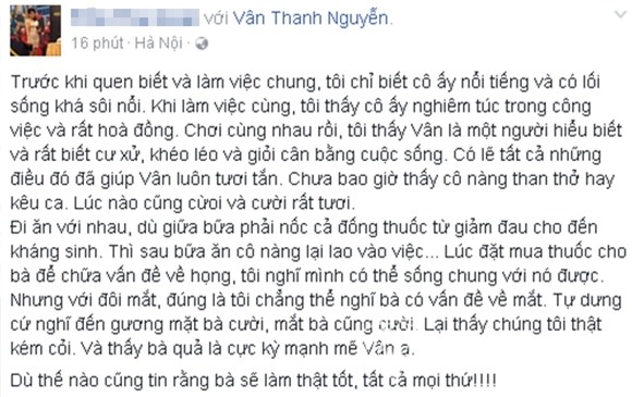 Vân hugo, vân hugo bị hỏng mắt, sao việt động viên vân hugo, MC Vân Hugo, Thanh Vân Hugo, sao việt