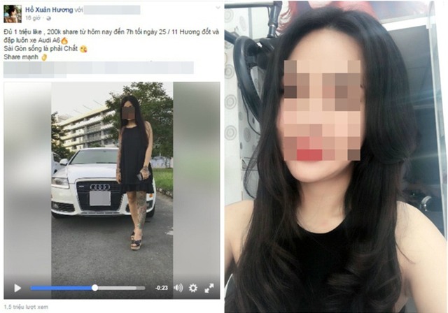 Hot girl hứa đập nát siêu xe nếu đủ triệu like, nhưng hóa ra là xe đi mượn? - Ảnh 1.