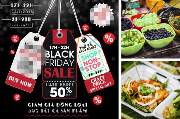 Cháo ếch cổ truyền, gà nướng vỉa hè 'học đòi' Black Friday