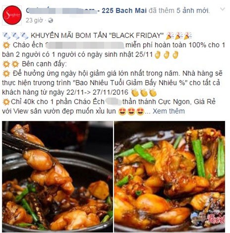 Cháo ếch cổ truyền, gà nướng vỉa hè 'học đòi' Black Friday