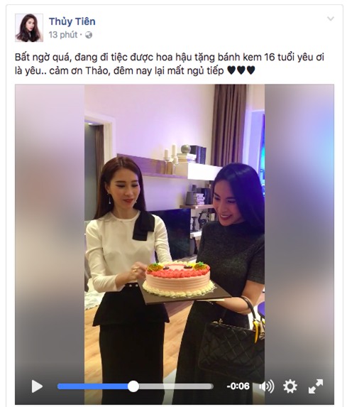 Hoa hậu Thu Thảo chuẩn bị bánh kem mừng sinh nhật tuổi 16 của Thuỷ Tiên - Ảnh 2.