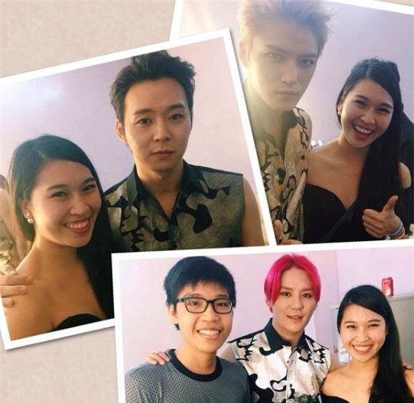 Nam Phương và các thành viên nhóm nhạc JYJ lừng danh.