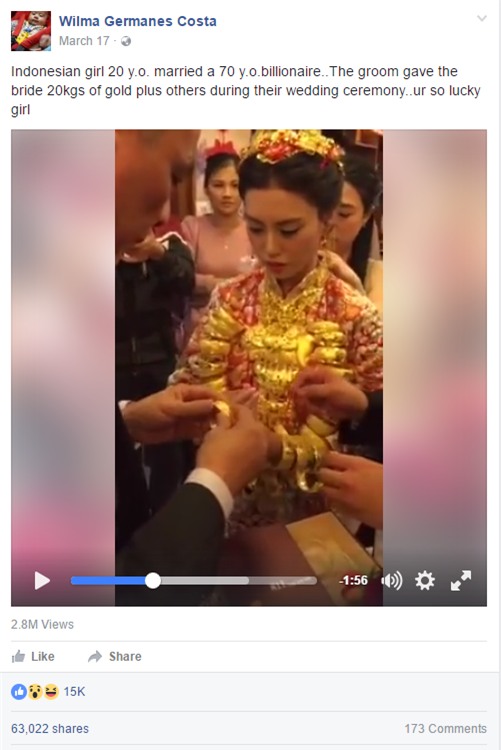 Xôn xao video lấy chồng đại gia 70 tuổi, cô gái 20 tuổi được tặng 20kg vàng đeo trĩu cổ - Ảnh 3.