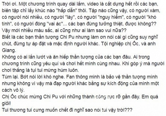 ốc thanh vân bị fan chi pu chỉ trích 3