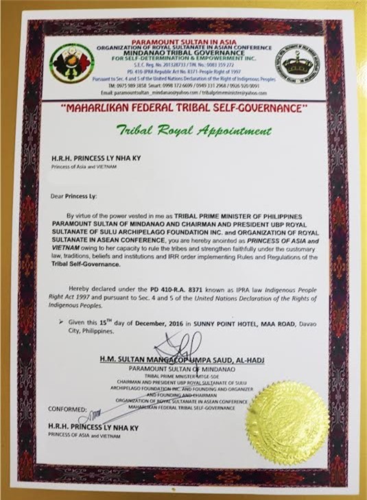 Sự thật về vương quốc phong tước vị Công chúa Châu Á cho Lý Nhã Kỳ - Ảnh 2.