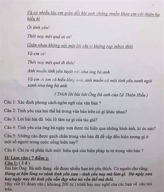 Bai hat 'Ong ba anh' vao de thi Ngu van lop 12 hinh anh 2