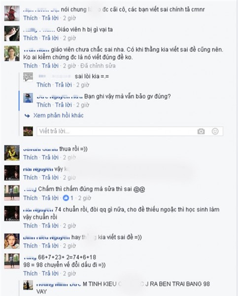 Chỉ sau khoảng 4 giờ tung lên mạng, bài toán đã hút được trên 1.100 lượt like và trên 100 bình luận. Đa số đều