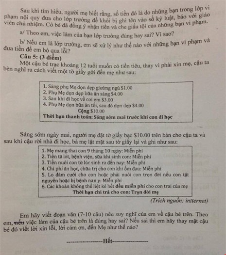 'Lời nhắn xin lỗi vì làm bể kính xe' vào đề GDCD  - ảnh 3