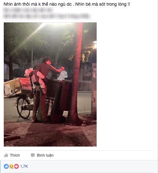 hinh anh em be ngu vat veo tren lung bo giua duong dem lanh gay xot long - 1