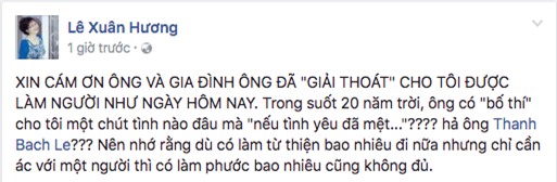 Xuân Hương lên tiếng đáp trả Thanh Bạch: Cảm ơn ông đã giải thoát cho tôi được làm người - Ảnh 2.